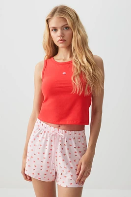 Ardene Graphic PJ Tank in Red | Size | Cotton/Elastane | Eco-Conscious