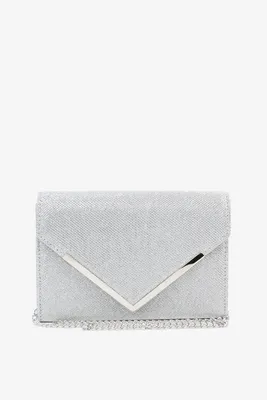 Ardene Envelop Clutch Bag in Silver | Faux Leather/Polyester