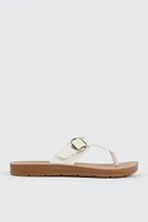 Ardene Flat Sandals with Chunky Buckle in | Size | Faux Leather | Eco-Conscious