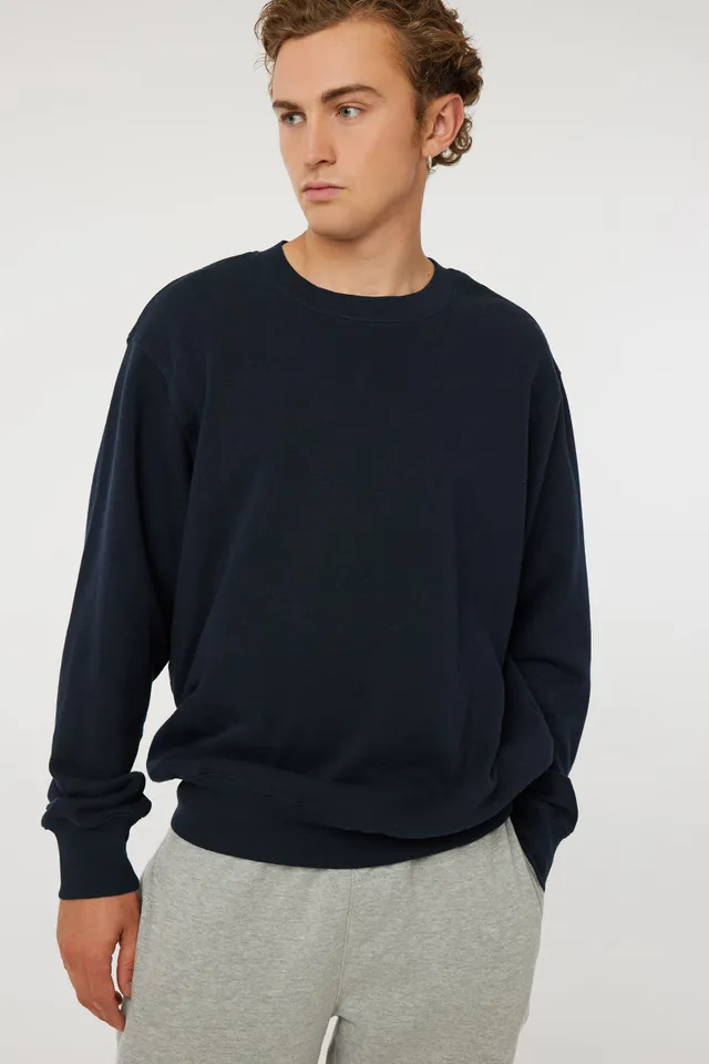 Ardene Solid Crew Neck Sweatshirt in Light Grey, Size, Polyester/Cotton, Fleece-Lined, Eco-Conscious