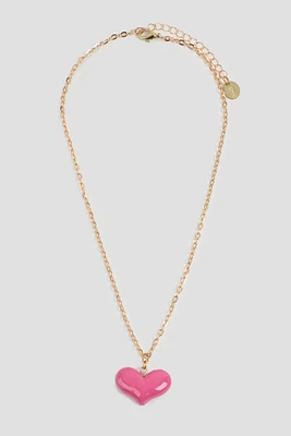 Ardene Pink Heart Chain Necklace