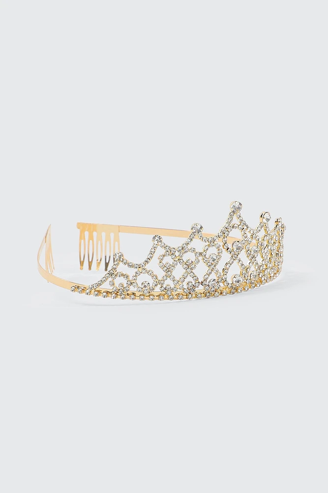 Ardene Classic Embellished Tiara in Gold