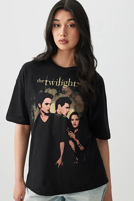 Ardene Oversized Twilight T-Shirt in Black | Size | Polyester/Cotton