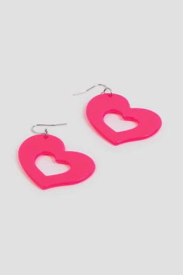 Ardene Neon Heart Earrings in Pink | Stainless Steel