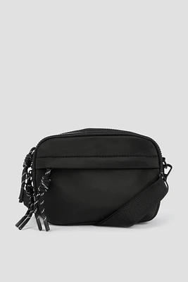 Ardene Nylon Fanny Pack with Multiple Pockets in Black | Eco-Conscious