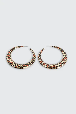 Ardene Leopard Hoop Earrings in Gold | Stainless Steel
