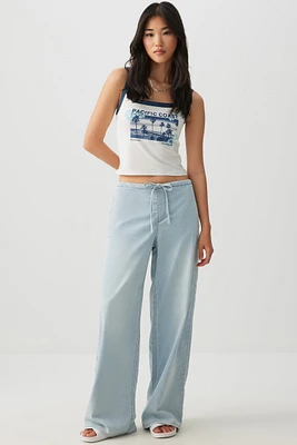 Ardene Mid Rise Wide Leg Knit Jeans in Light Blue | Size | Polyester/Spandex/Cotton