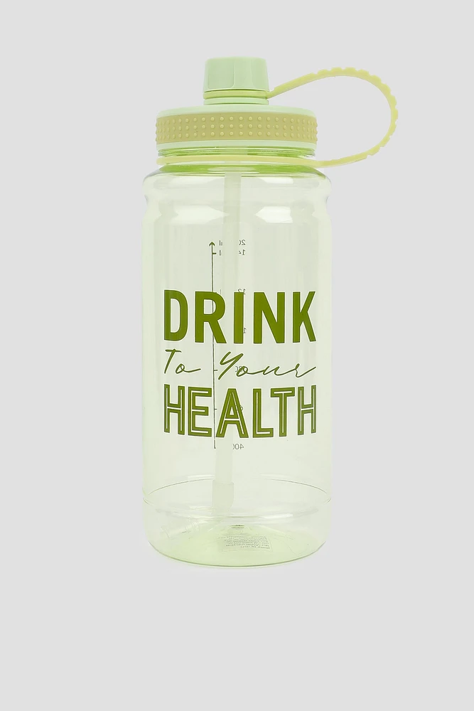 Ardene Drink To Your Health 2L Water Bottle in Light Green