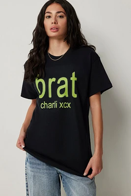 Ardene Oversized Charli XCX T-Shirt in Black | Size | 100% Cotton