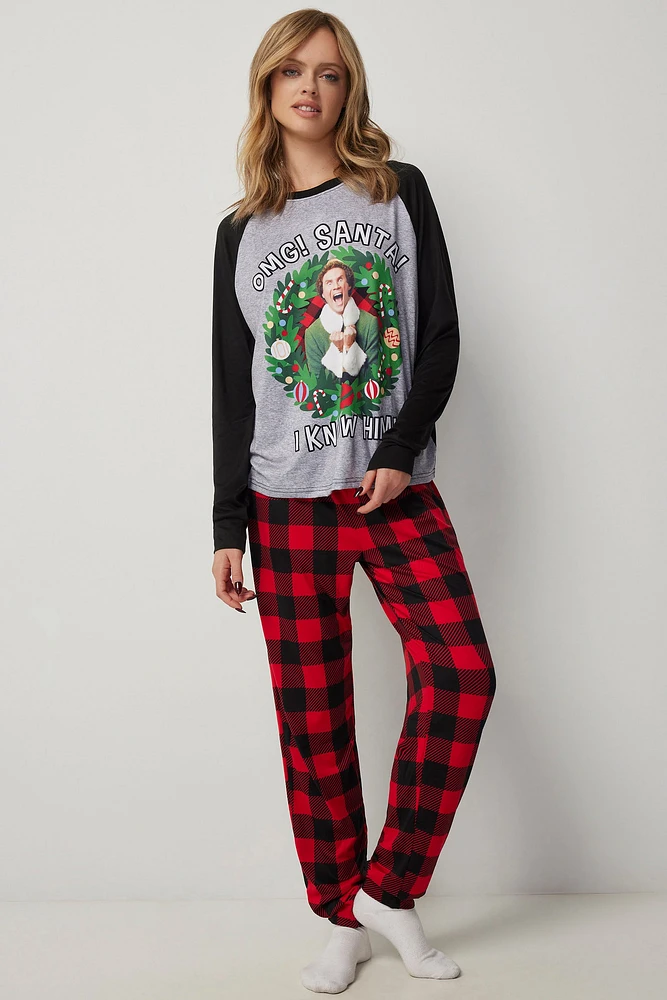 Ardene Elf PJ Set in Red | Size | Polyester/Spandex