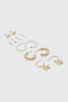 Ardene 6-Pack Pearl & Butterfly Earrings in Gold | Stainless Steel