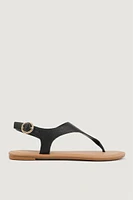 Ardene Faux Leather T-Strap Sandals in | Size