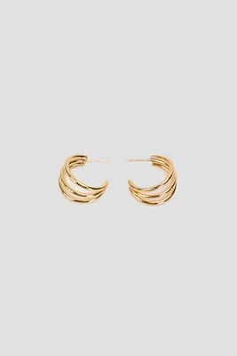 Ardene Stainless Steel 3-Row Hoop Earrings in Gold