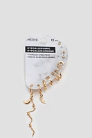 Ardene 12-Pack of Gold Toned Mix Earrings | Stainless Steel