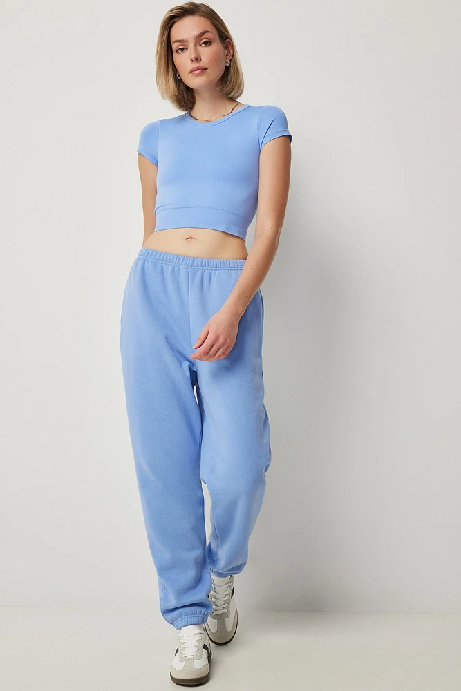 Ardene Baggy Sweatpants in Electric Sky Blue | Size | Polyester/Cotton | Fleece-Lined | Eco-Conscious