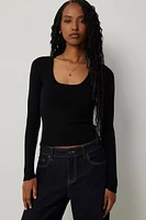 Ardene Crop Scoop Neck Sweater in | Size | Polyester/Nylon/Viscose