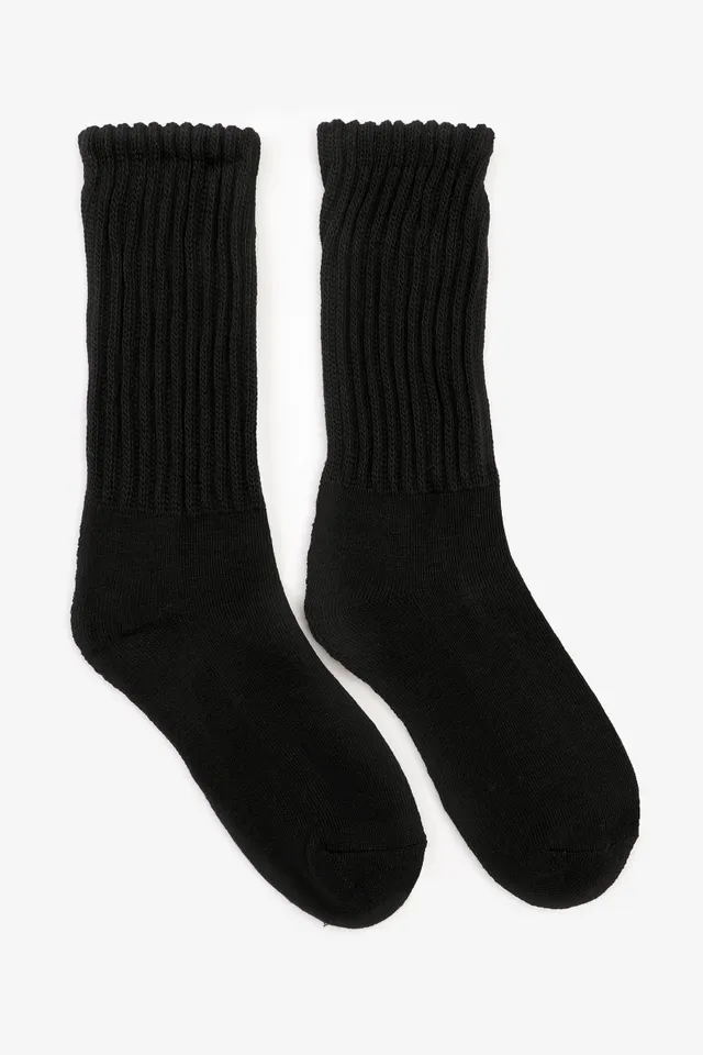 Ardene Terry Lined Argyle Boot Socks in Black, Polyester/Spandex