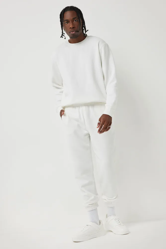 Ardene Man Hidden Drawstring Sweatpants For Men in White, Size, Polyester/ Cotton, Fleece-Lined