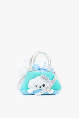 Ardene Kids Mini Animal Tote Bag with Stuffed Animal in Light Blue | Polyester
