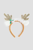 Ardene Embellished Reindeer Antler Headband in Beige