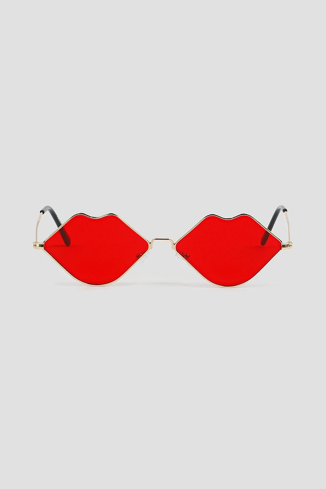 Ardene Lip Heart Sunglasses in Red