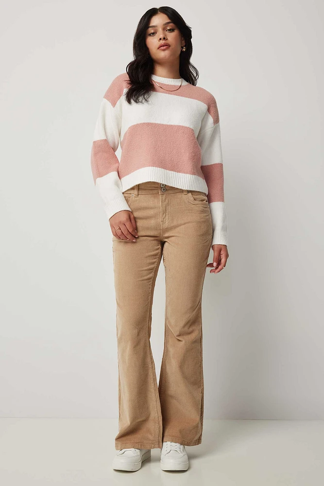 Ardene Flare Leg Corduroy Pants in Beige | Size | 100% Cotton