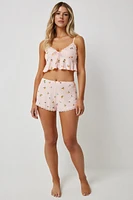Ardene PJ Set with Lace Trim in Light Pink | Size | Polyester/Spandex | Eco-Conscious