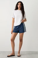 Ardene Track Shorts with Side Lace Trim in Dark Blue | Size | Polyester/Spandex