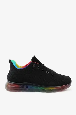 Ardene Running Shoes on Rainbow Bubble Sole in Black | Size 7 | Rubber