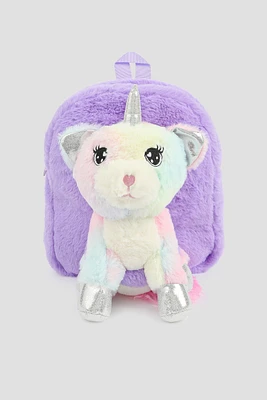 Ardene Kids Backpack with Animal Plushie in Lilac | Polyester