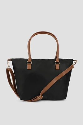 Ardene Large Nylon Tote Bag in Black | Faux Leather/Polyester | Eco-Conscious