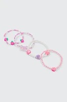 Ardene Kids 4-Pack Assorted Charm Bracelets in Light Pink