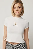 Ardene Side Bow Crop T-Shirt in | Size | Spandex/Cotton