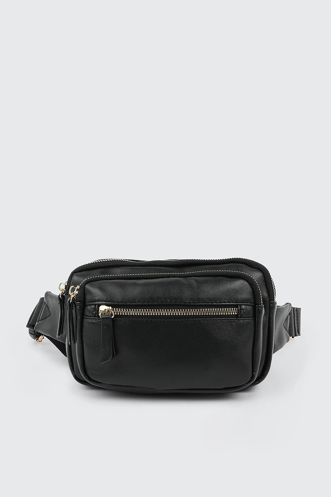 Ardene Faux Leather Fanny Pack in Black | 100% Recycled Polyester/Faux Leather | Eco-Conscious