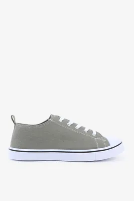Ardene Low Top Cap Toe Sneakers in Khaki | Size | Rubber