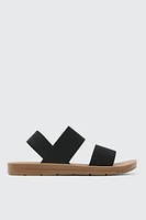 Ardene Elastic Strap Flat Sandals in Black | Size