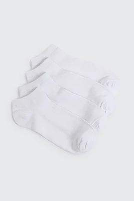 Ardene 4-Pack Solid Ankle Socks in White | Polyester/Cotton/Elastane