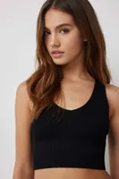 Ardene Basic Seamless Deep V-Neck Tank in | Size | Nylon/Spandex