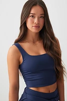 Ardene Butter Crop Double Layer Tank Top in Dark Blue | Size | Nylon/Elastane