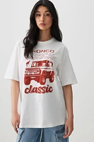 Ardene Oversized Bronco T-Shirt in White | Size | Cotton