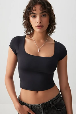 Ardene Contour Ultra Crop Square Neck T-Shirt in | Size | Elastane/Polyamide