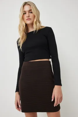 Ardene Straight Mini Skirt in Brown | Size | Polyester/Spandex/Viscose