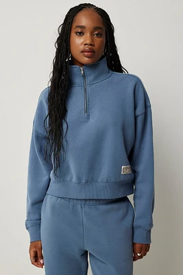 Ardene Half-Zip Mock Neck Sweatshirt in | Size | Polyester/Cotton | Fleece-Lined