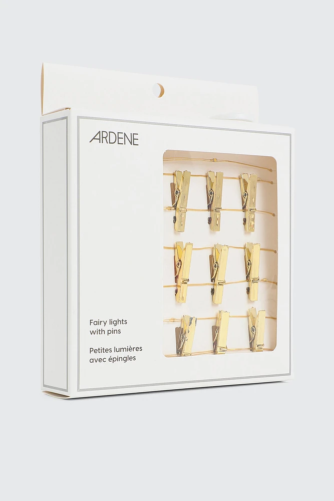 Ardene LED String Lights with Pins in Gold
