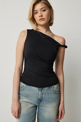 Ardene Asymmetrical Contour Tank Top in Black | Size | Elastane/Polyamide