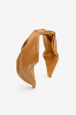 Ardene Faux Leather Headband in Brown | Faux Leather/Polyester