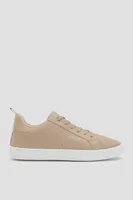 Ardene Lace-Up Tennis Sneakers in Beige | Size 8 | Faux Leather