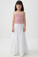 Ardene Kids Tiered Maxi Skirt in White | Size | Polyester/Spandex