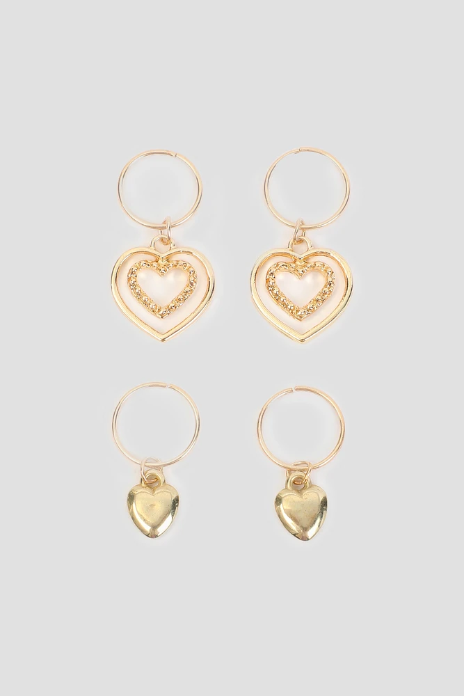 Ardene 4-Pack of Heart Hair Charms in Gold