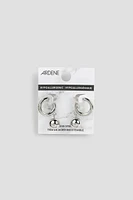 Ardene Sphere Charm Hoop Earrings in Silver | Stainless Steel